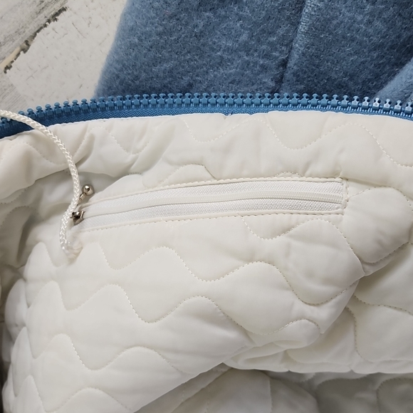 RARE Vintage Hudson's Bay Company 100% pure virgin wool blue coat fur trim MED - Picture 11 of 13